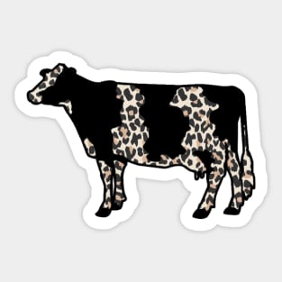 Cheetah Print Dairy Cow Silhouette  - NOT FOR RESALE WITHOUT PERMISSION Sticker